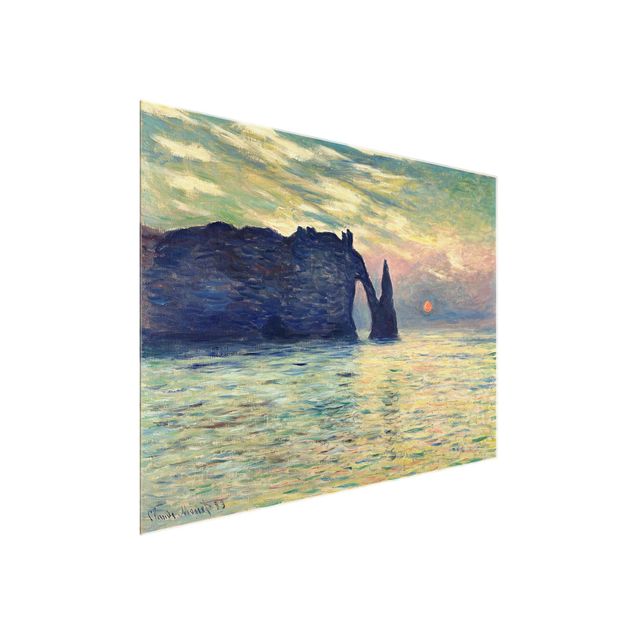 Obrazy na szkle artyści Claude Monet - Zachód słońca w skałach