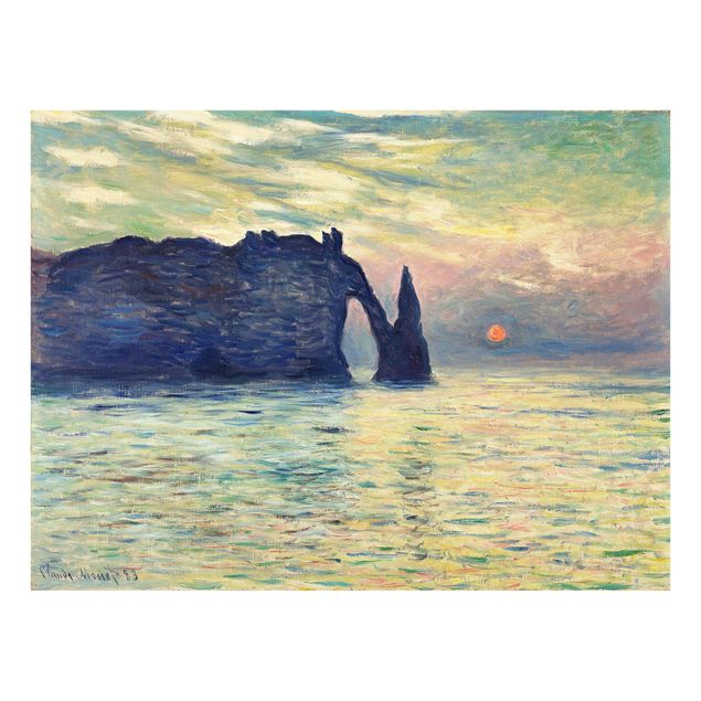 Obrazy na szkle wybrzeże Claude Monet - Zachód słońca w skałach