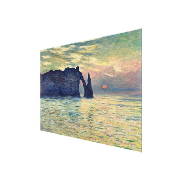 Obrazy na szkle krajobraz Claude Monet - Zachód słońca w skałach