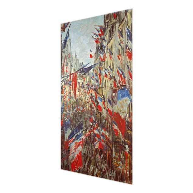 Obrazy na szkle portret Claude Monet - Ulica w dekoracji z flagą
