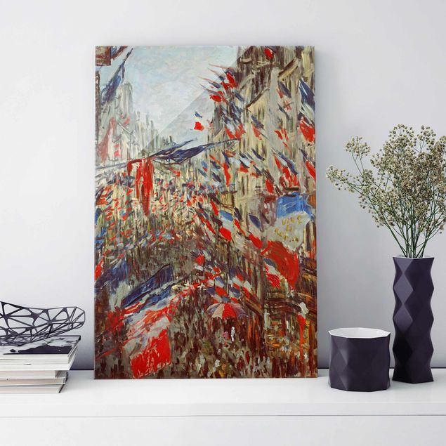 Obrazy na szkle architektura i horyzont Claude Monet - Ulica w dekoracji z flagą