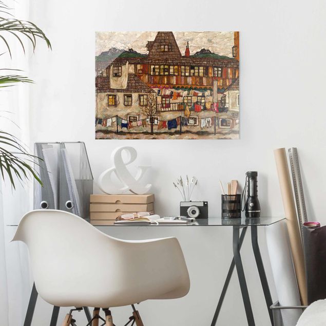 Dekoracja do kuchni Egon Schiele - Domy z suszącą się bielizną
