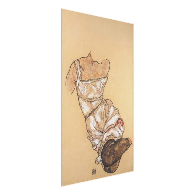 Obrazy na szkle portret Egon Schiele - Kobiecy tors w bieliźnie