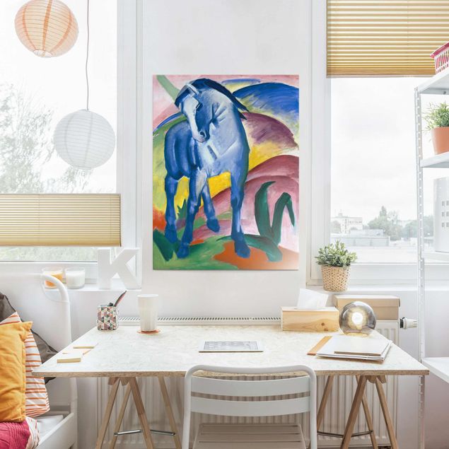 Obrazy na szkle portret Franz Marc - Niebieski Horse