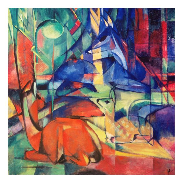 Obrazy na szkle abstrakcja Franz Marc - Jeleń w lesie