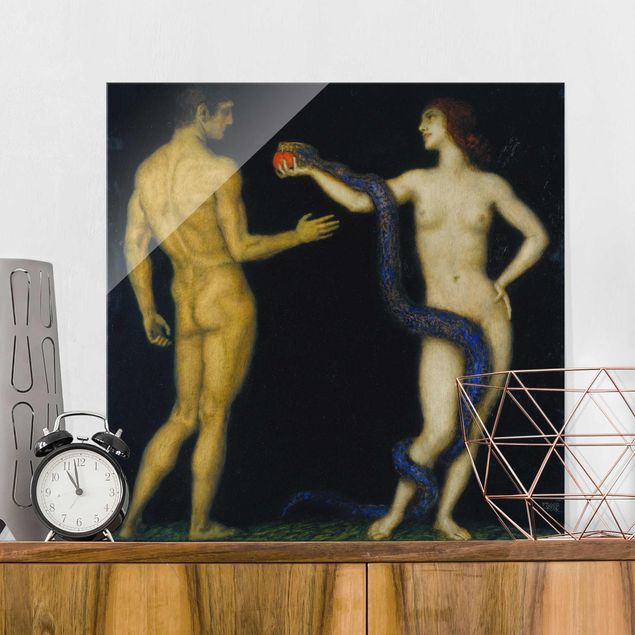 Obrazy na szkle erotyka Franz von Stuck - Adam i Ewa