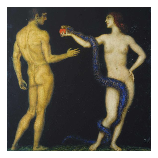 Obrazy na szkle artyści Franz von Stuck - Adam i Ewa
