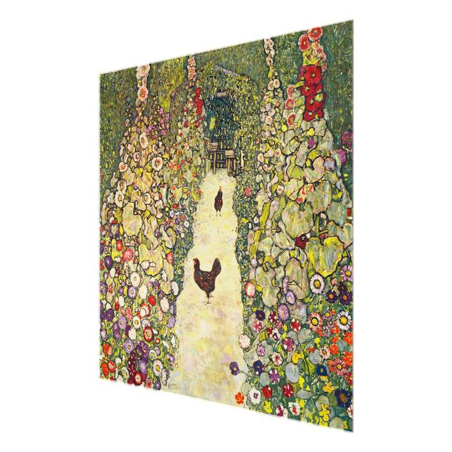 Nowoczesne obrazy Gustav Klimt - Ścieżka ogrodowa z kurczakami