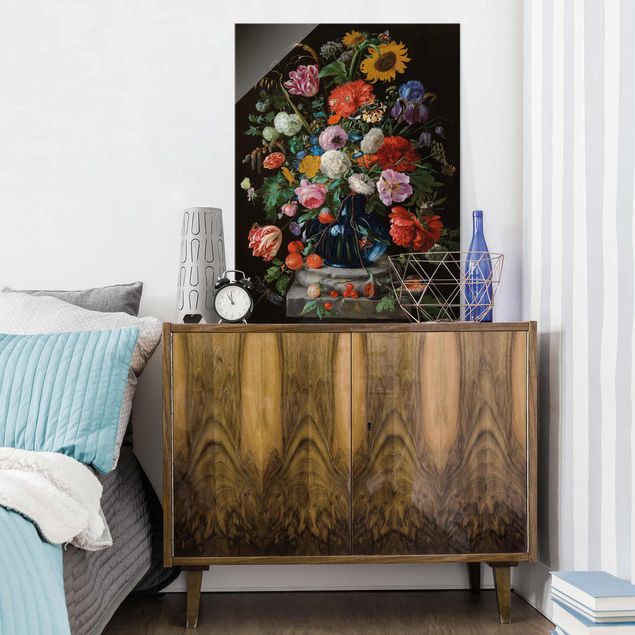 Obrazy na szkle portret Jan Davidsz de Heem - Szklany wazon z kwiatami
