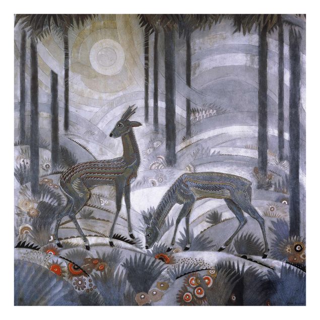 Obrazy do salonu nowoczesne Jean Dunand - Dwa jelenie w lesie