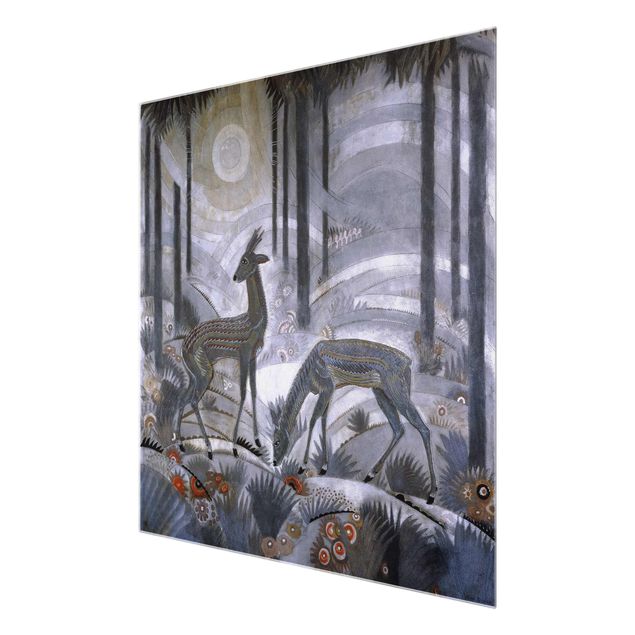 Nowoczesne obrazy Jean Dunand - Dwa jelenie w lesie