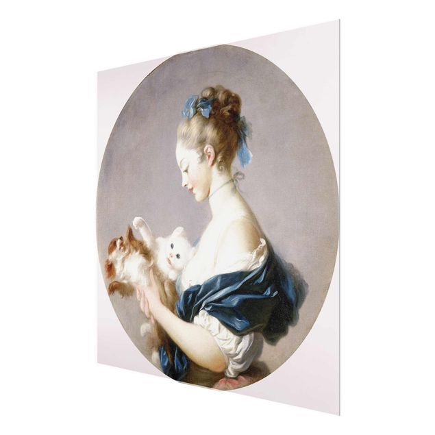 Obrazy do salonu nowoczesne Jean Honoré Fragonard - Dziewczyna z psem