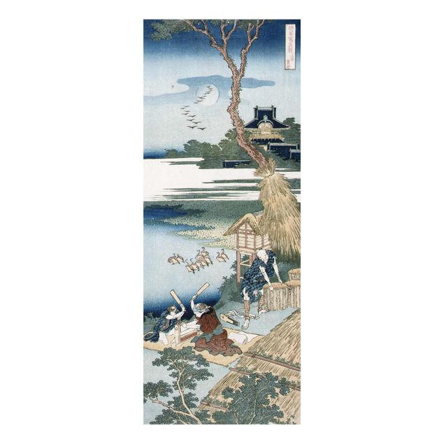 Obrazy na ścianę krajobrazy Katsushika Hokusai - Chłopska rodzina bijąca pranie