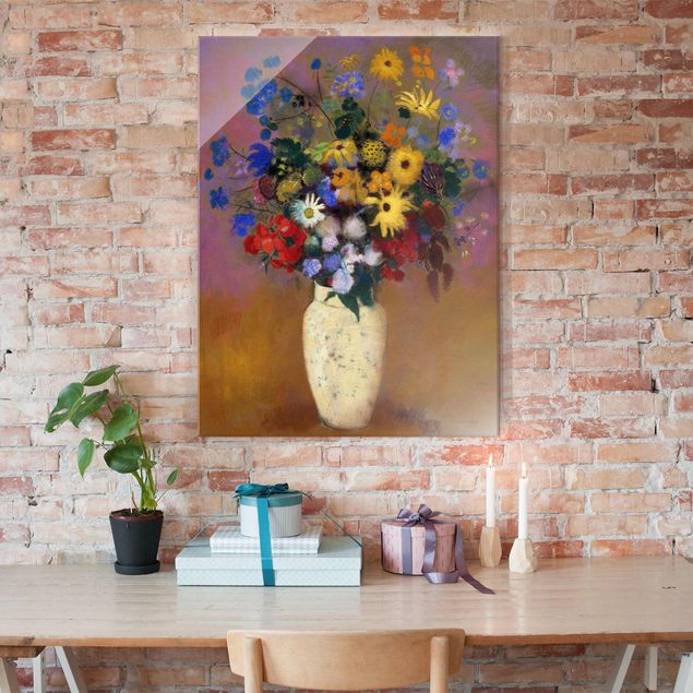Obrazy na szkle portret Odilon Redon - Kwiaty w wazonie