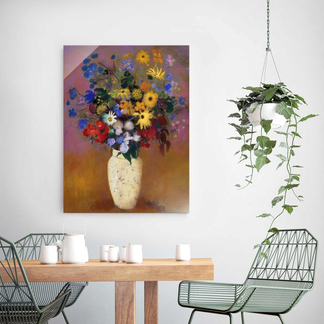 Obrazy na szkle artyści Odilon Redon - Kwiaty w wazonie
