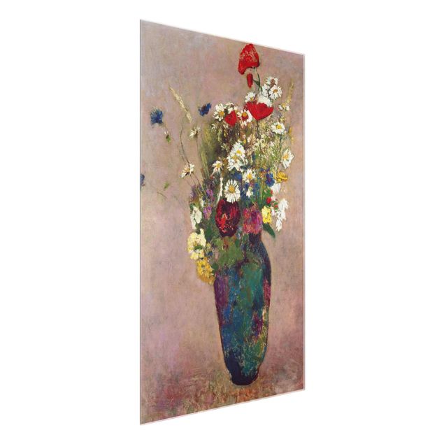 Obrazy na szkle portret Odilon Redon - Wazon na kwiaty z makami