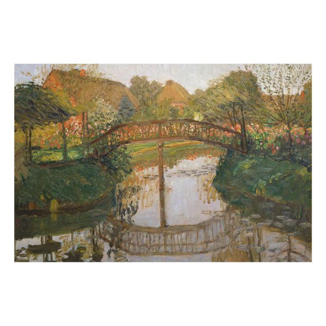 Obrazy na szkle krajobraz Otto Modersohn - Ogródek wiejski z mostkiem