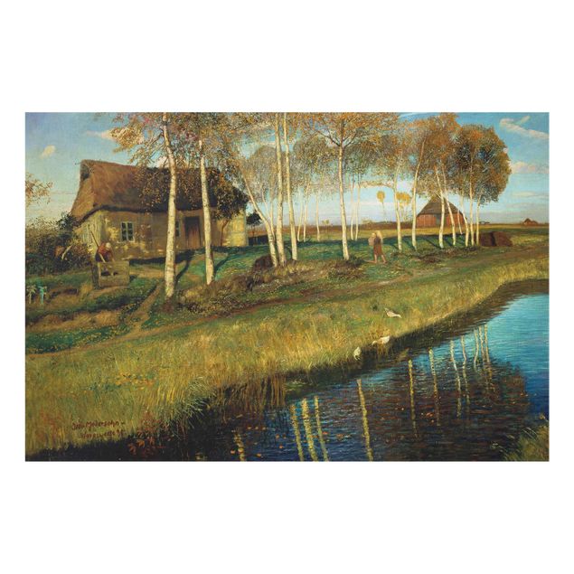 Obrazy na szkle krajobraz Otto Modersohn - Jesienny poranek nad kanałem Moor
