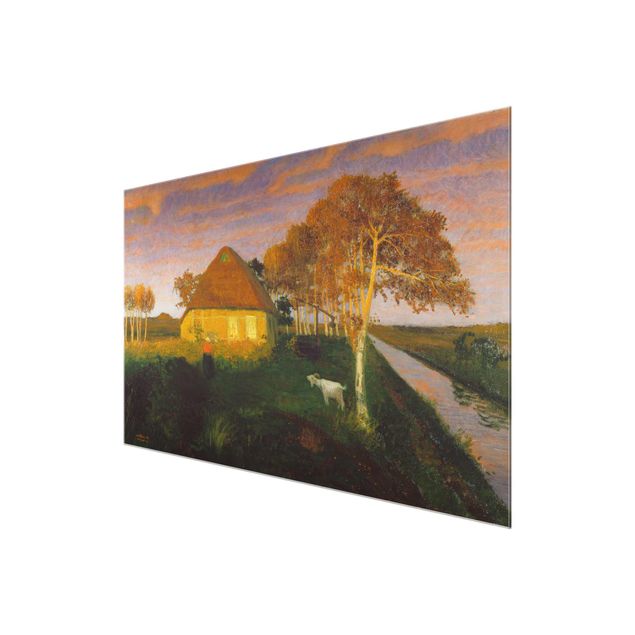 Obrazy do salonu Otto Modersohn - Moor Cottage w promieniach wieczornego słońca