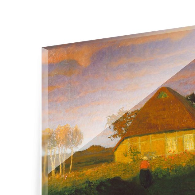 Obrazy nowoczesne Otto Modersohn - Moor Cottage w promieniach wieczornego słońca