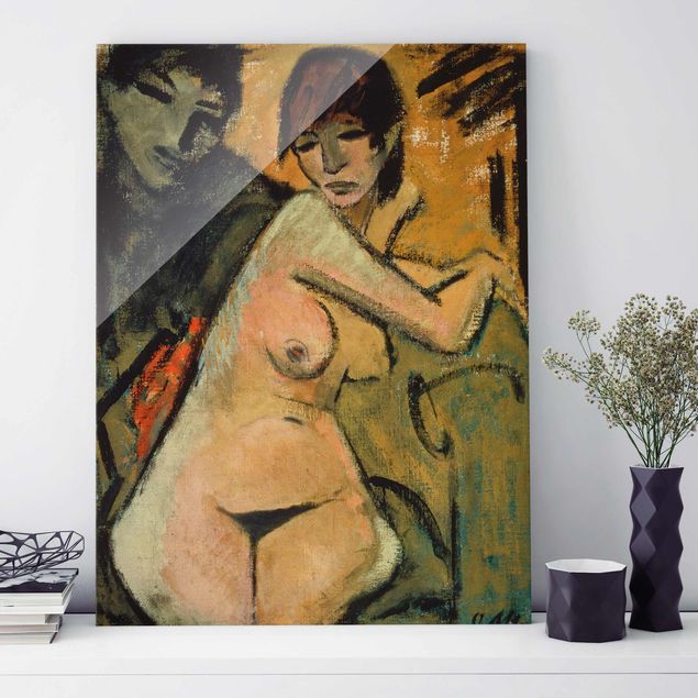 Obrazy na szkle erotyka Otto Mueller - Kochankowie