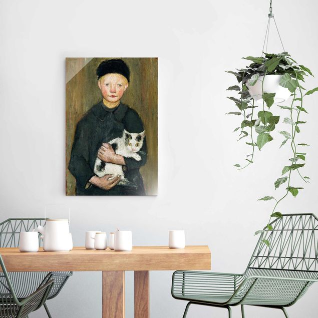 Obrazy na szkle portret Paula Modersohn-Becker - Chłopiec z kotem
