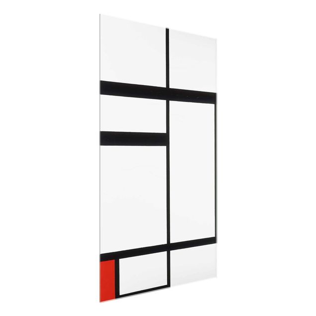 Obrazy na szkle artyści Piet Mondrian - Kompozycja Red czarno-biały