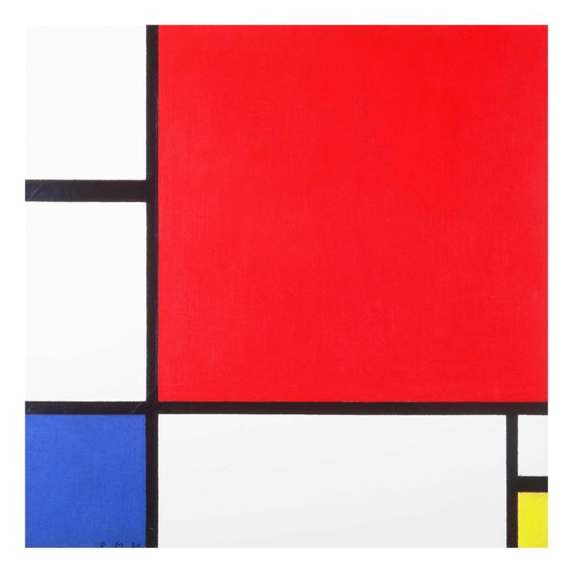 Obrazy na szkle abstrakcja Piet Mondrian - Kompozycja Czerwony Niebieski Żółty