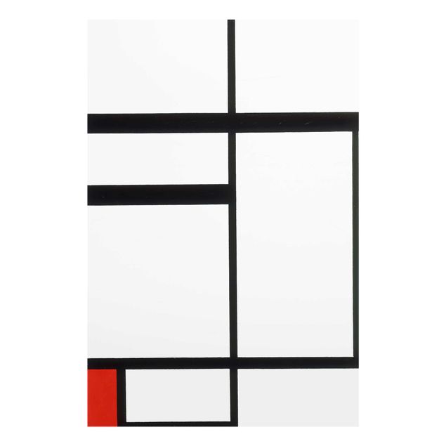 Obrazy na szkle abstrakcja Piet Mondrian - Kompozycja Red czarno-biały