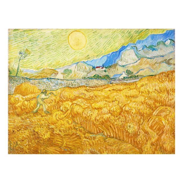 Obrazy na szkle artyści Vincent van Gogh - Pole kukurydzy z żniwiarzem