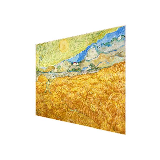 Obrazy na szkle krajobraz Vincent van Gogh - Pole kukurydzy z żniwiarzem