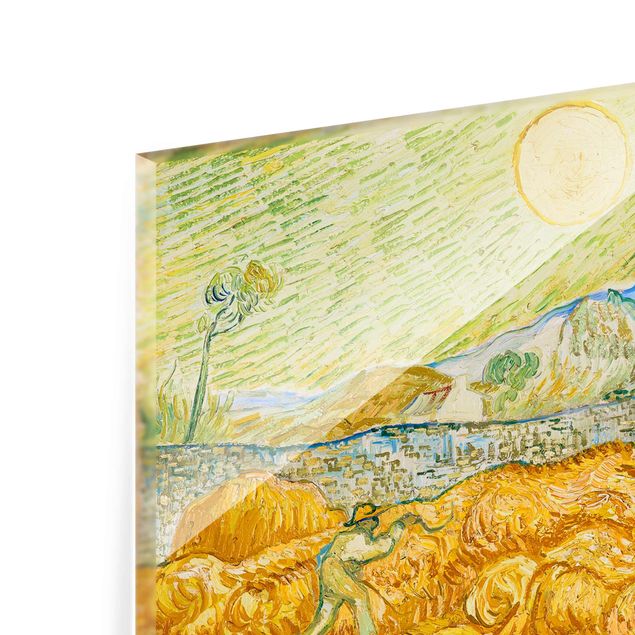 Obrazy do salonu nowoczesne Vincent van Gogh - Pole kukurydzy z żniwiarzem