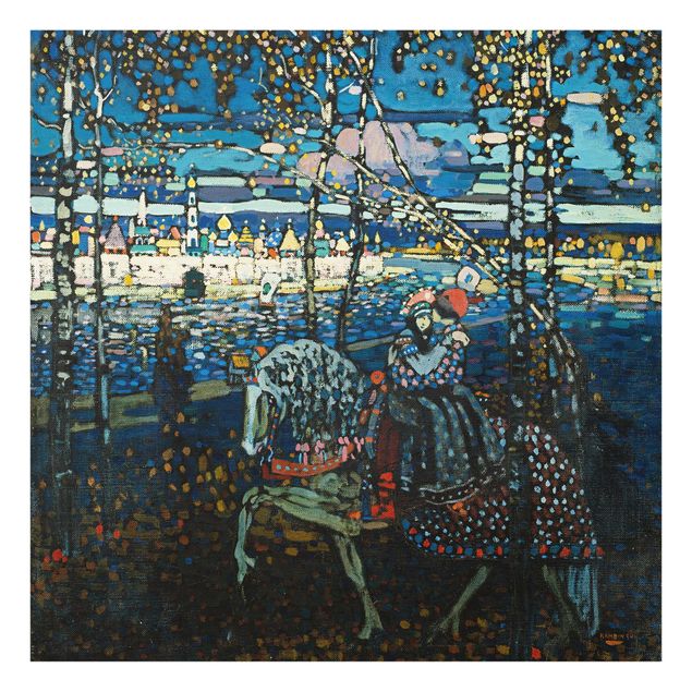 Obrazy na szkle abstrakcja Wassily Kandinsky - Para jeżdżąca konno