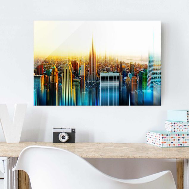 Obrazy na szkle architektura i horyzont Manhattan Streszczenie