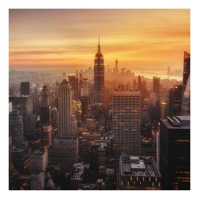 Obrazy na szkle kwadrat Manhattan Skyline Wieczorny nastrój