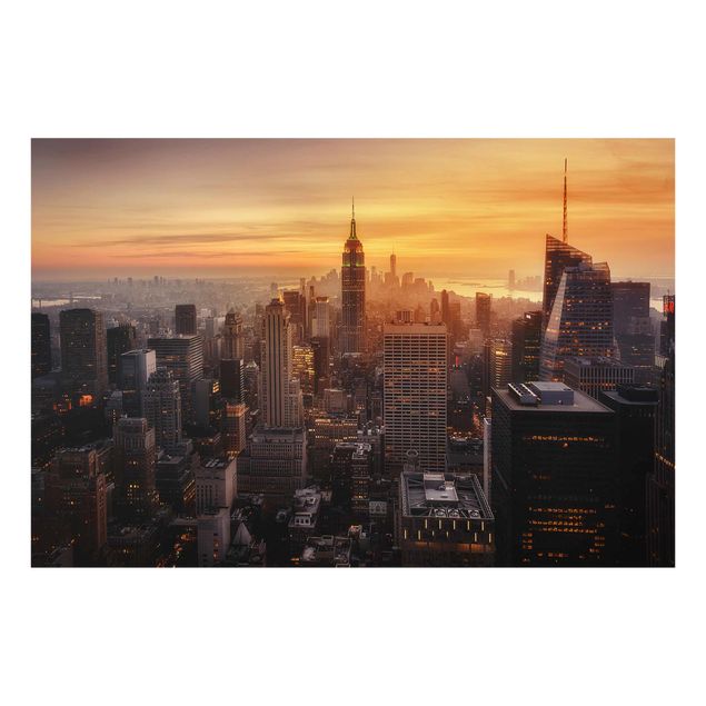 Obrazy na szkle poziomy Manhattan Skyline Wieczorny nastrój