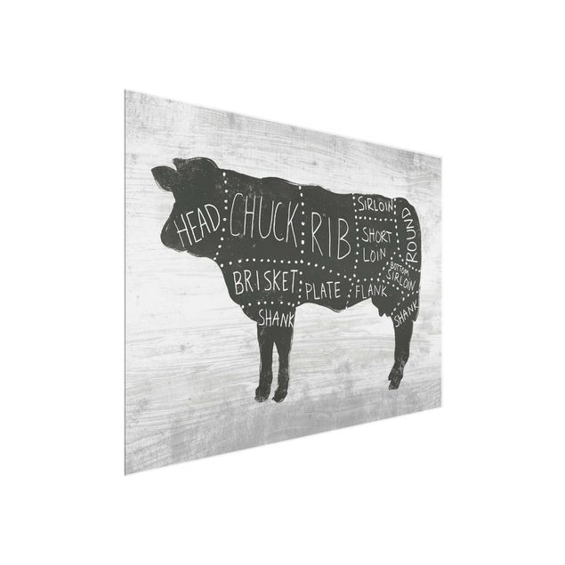 Obrazy na szkle zwierzęta Płyta ekspozycyjna rzeźnika - wołowina