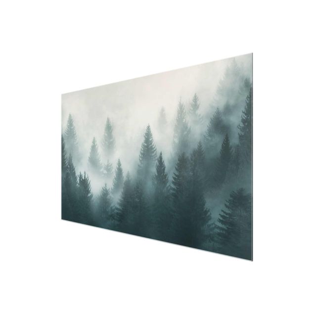 Obraz drzewo Las iglasty we mgle