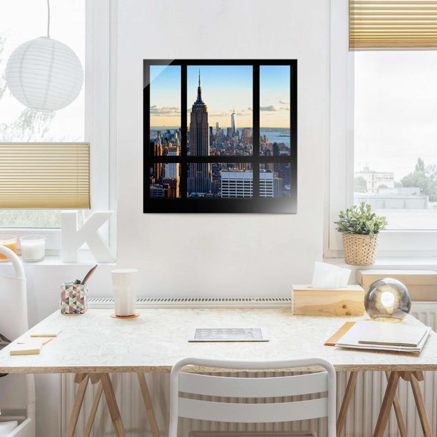 Obrazy na szkle Nowy Jork Nowy Jork Widok z okna na Empire State Building