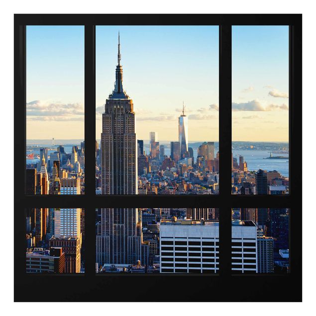 Obrazy na szkle kwadrat Nowy Jork Widok z okna na Empire State Building