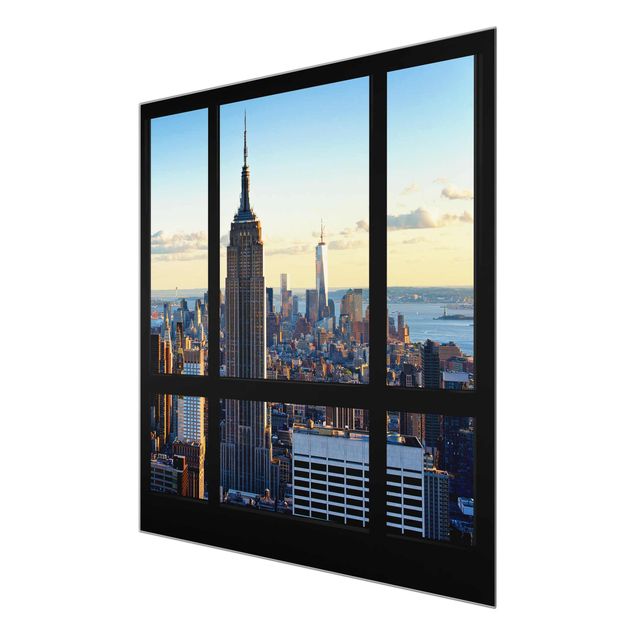 Obrazy na szkle artyści Nowy Jork Widok z okna na Empire State Building