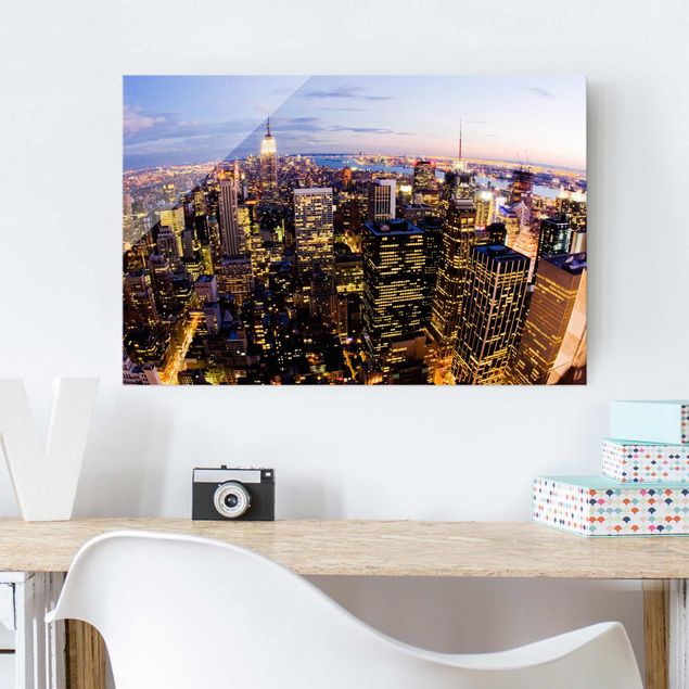Obrazy na szkle Nowy Jork Nocna panorama Nowego Jorku