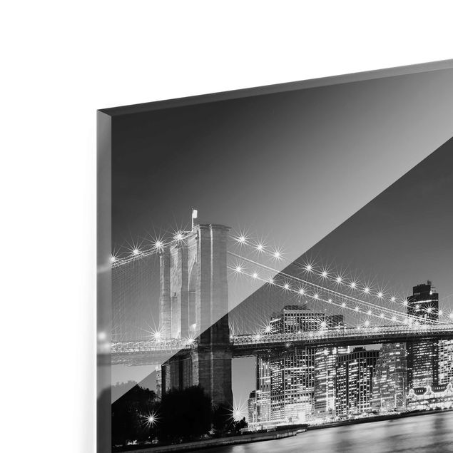 Czarno białe obrazy Most Manhattan nocą II