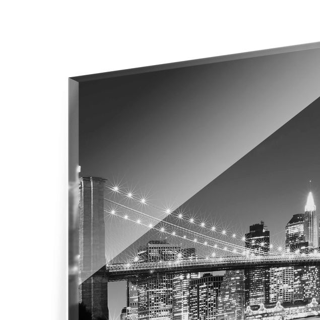 Czarno białe obrazy Most Manhattan nocą II