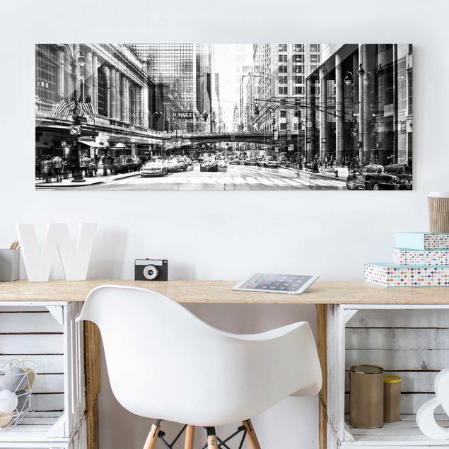 Obrazy na szkle architektura i horyzont Nowy Jork miasto czarno-białe