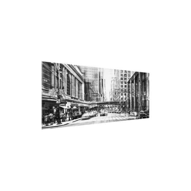 Obrazy na szkle panorama Nowy Jork miasto czarno-białe