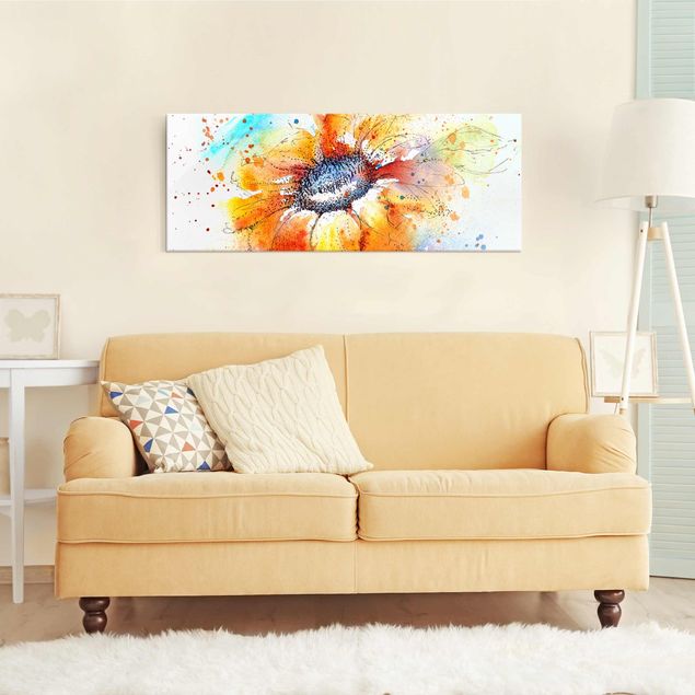Obrazy na szkle panorama Malowany słonecznik