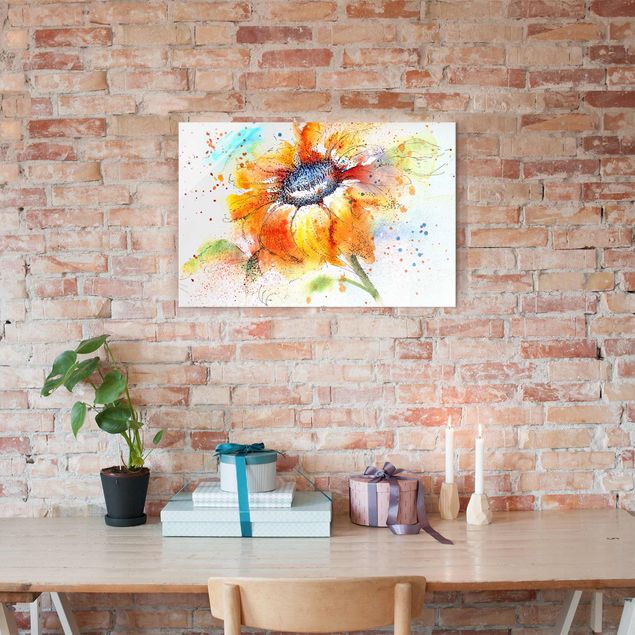 Obrazy na szkle poziomy Malowany słonecznik
