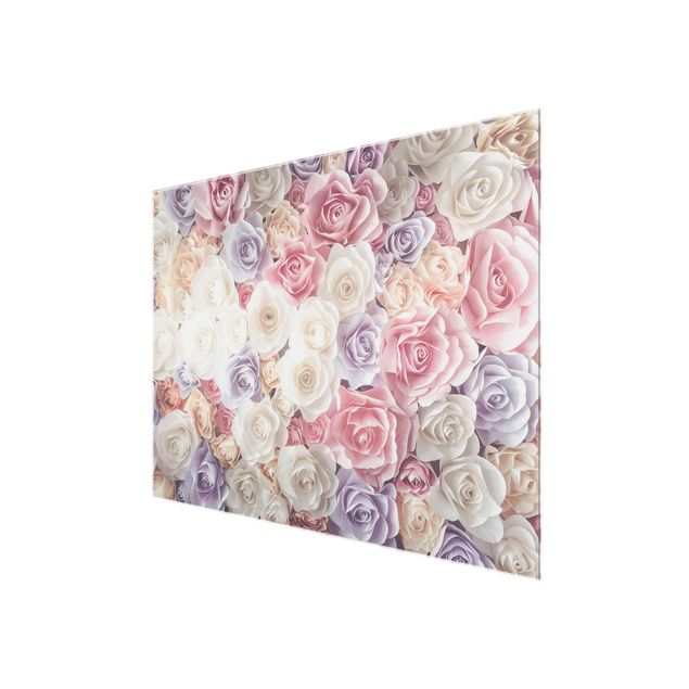 Obrazy motywy kwiatowe Pastelowe papierowe róże artystyczne