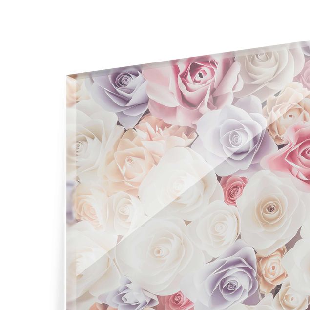 Magnettafel Glas Pastelowe papierowe róże artystyczne